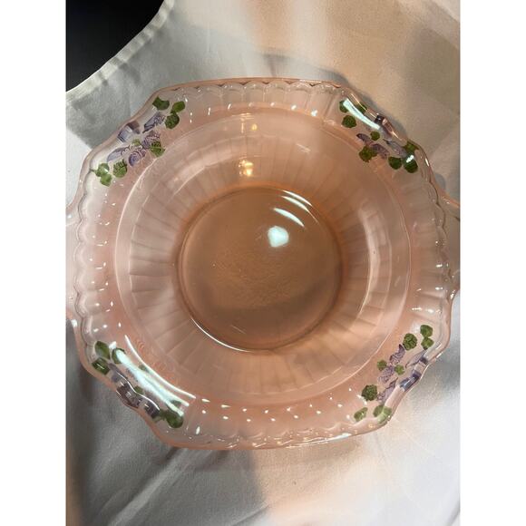 Vintage Pink Satin Glass with Hand Painting - Picture 10 of 12